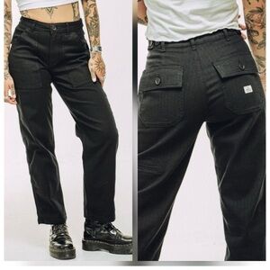 P&Co 304 Service Fatigue Pants Size US 8 UK 12 Black Herringbone High Rise